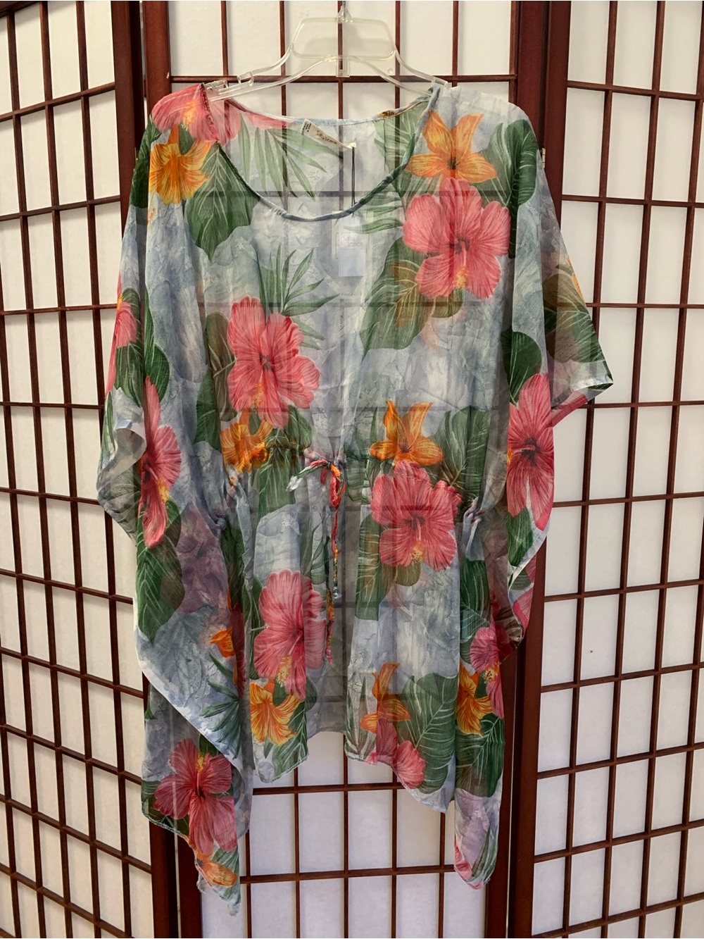 NWT Salty Lemon Pink/Blue/Green Floral Swimsuit Cover-Up in One Size Fits Most